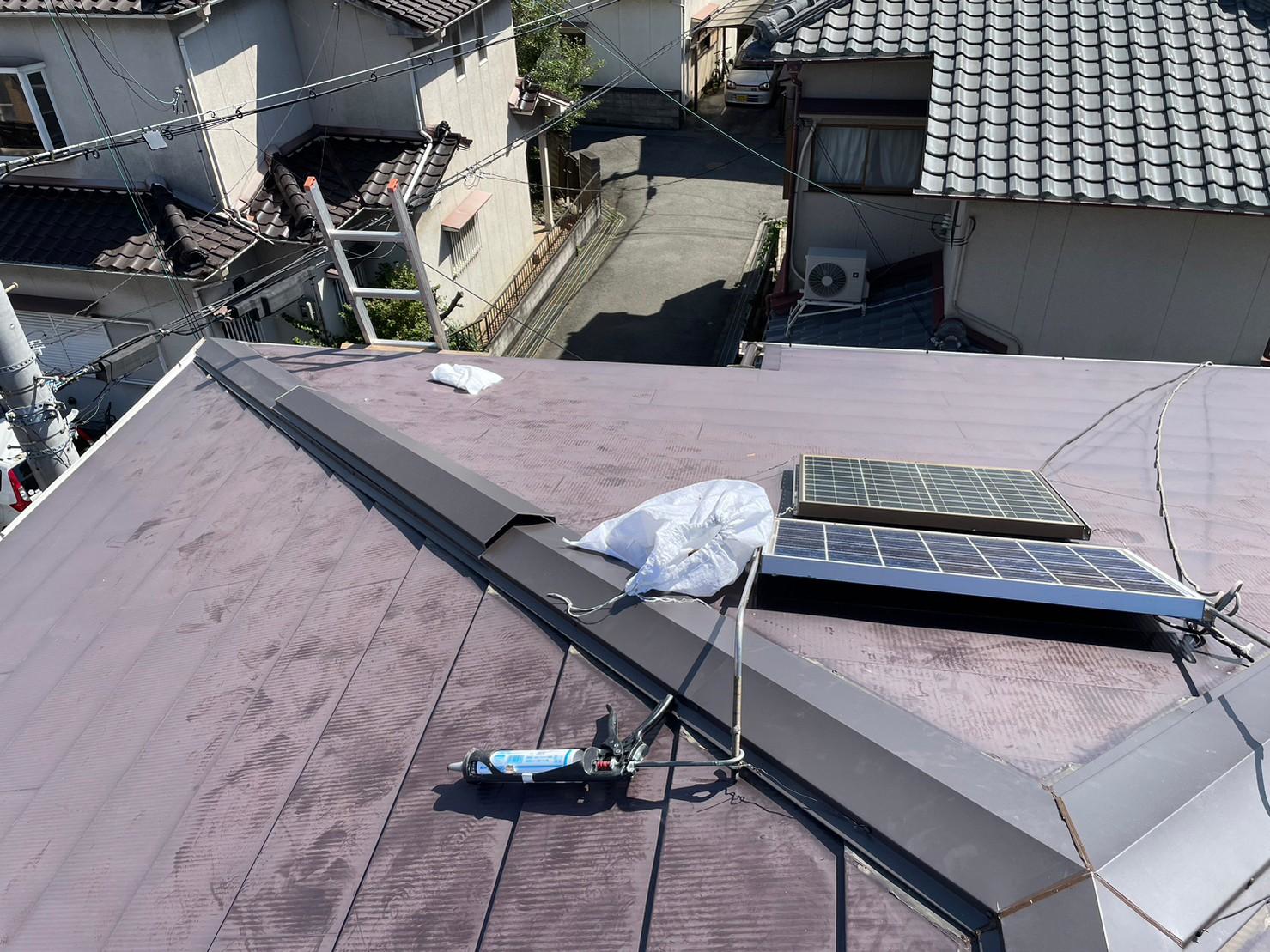 姫路市　棟包み板金交換 風災害　棟板金